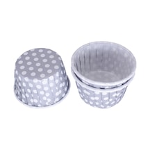 Cupcake Kalıbı Küçük Boy 44x35 Mm 50 Adet Puantiyeli Gümüş