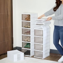 27kids 6 Katlı, Katlanabilir Ayakkabılık, Taşınabilir Çok Amaçlı, Geniş, Katlanabilir Dolap Ve Raf, Katlanır Taşınabilir Premium Portatif Organizer Ayakkabılık 25,5cm X 34,5cm X 105,5cm Beyaz Acı Kahverengi