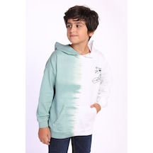 Toontoy Kids Toontoy Erkek Çocuk Kapüşonlu Baskılı İki Renkli Sweatshirt Yeşil