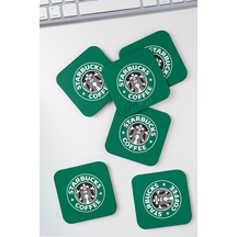 Starbucks Temalı 6lı Mdf Bardak Altlığı Yeşil