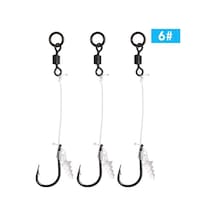 3 Adet Karbon Çelik Saçlı Olta Rig'i, İğne Döndürücü Ve Yem Tutucu, Anti-korozif, 6 Boyutu