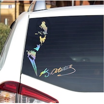 Hologramlı Janjanlı Atatürk Ve İmza Sticker - Araba Oto Motosiklet Sticker 02526 30x26 Cm