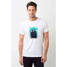 Sherlock X John Baskılı Beyaz Erkek Tshirt