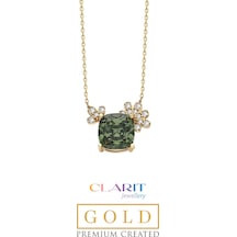 Created Tourmaline Taşlı Clarit Serisi 14 Ayar Sarı Altın Kolye