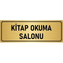 Metal Yönlendirme Levhası, Departman Kapı İsimliği Kitap Okuma Salonu 7x20 cm Altın Renk
