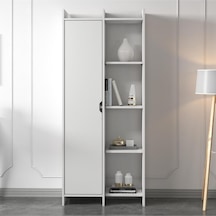 Offer Çok Raflı, Tek Kapaklı Kitaplık Kilim - 180 Cm, Ev-ofis, Kütüphane - Beyaz Beyaz