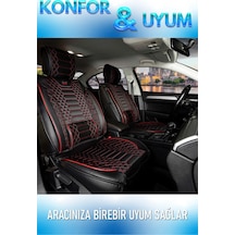 Honda Hr-v Uyumlu Lüks Deri Oto Koltuk Kılıfı Ön Arka Takım Set Siyah Kırmızı Royal Model Fs 99-18