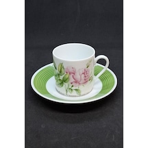 Rosier Temalı Kahve Fincanı Ve Tabağı 140 Ml Yeşil