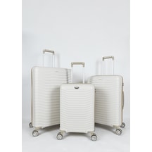Ultra Dayanıklı 3'lü Set Valiz & Bavul Krem-1523
