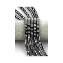 Gümüş Gri Renkli Hematit Dizi 3 X 8 Mm Rondel Kesim Lacivert
