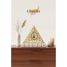 Chacha Home Gold Piramit Tasarım Dekoratif Masa Saati Lüks Salon & Ofis Aksesuarı Gold