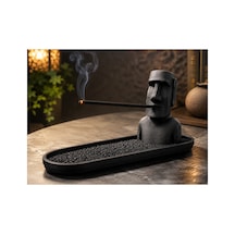 Moai Figürlü Tütsülük Dekoratif Tütsü Standı 3d Baskı Siyah Tütsü Tutucu
