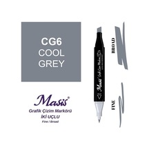 Çift Uçlu Marker Grafik Çizim Kalemi Cg6 Soğuk Gri