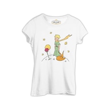 Küçük Prens - Gezegen Kırmızı Gül Beyaz Bayan Tshirt 001