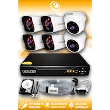 Elitcam 6 Kameralı Kare 2 İç Kamera Set 500 GB HDD Full HD Gece Görüşlü Güvenlik Kamerası Sistemi