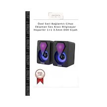 Özel Seri Bağlantılı Cihaz Ekipman Ses Aracı Bilgisayar Hoparlör 1+1 3.5mm D04 Siyah