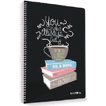 Coffee Plastik Kapak 60 Yaprak Kareli Spiralli A4 Defter