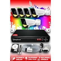 Bayicam 5 Kameralı Süper 5 Dış Kamera Set 1 TB 5 MP 2K Renkli Gece Görüşlü Güvenlik Kamerası Sistemi