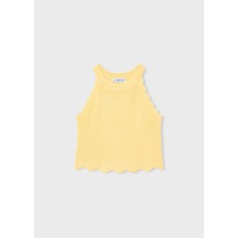 Kız Çocuk Halter Yaka Örme Bluz 3027 Sarı
