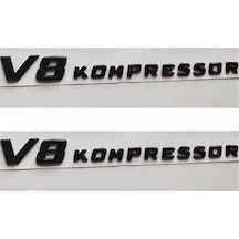 V8 Kompressor Piano Black Çamurluk Yazısı Seti 2'li Yazısı Arması Logosu 3m 3d Abs Mercedes 230