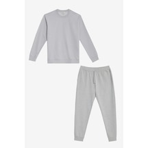 AC&Co / Altınyıldız Classics Erkek Grı Melanj 2 İplik Pamuklu Standart Fit Normal Kesim Eşofman Takımı Paketi GRI MELANJ