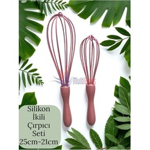 2'li Silikon Çırpıcı Seti, 25cm-21cm, Somon Diğer