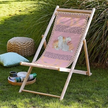 Bluehomeconcept Adawall Pembe Leopar Tasarımlı Katlanabilir Şezlong