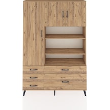 Arges Dolap 9 Raflı 5 Çekmeceli 3 Kapaklı 132x30x195 Çam-çam/çam Atlas Çam/atlas Çam