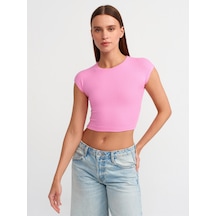 Dilvin Pamuk Ve Modal Karışımlı Crop Top Pembe
