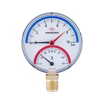 Pakkens 100 MM 120 C Derece/ 10 Bar Kombine Ölçer Termometre-Manometre