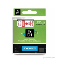 Dymo D1 Beyaz/Kırmızı Yedek Şerit 12Mm X 7Mt 45015