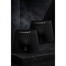 Fit Women Erkek Rahat Esnek Seamless 2 Li Siyah Boxer
