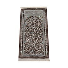 Kahverengi Çiçekli Ravza Desenli Astarlı Şönil Seccade 001