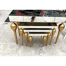 Dresuar-Zigon TOMBUL Model Kayın Ayak MDF tabla Parlak gold  Füme cam Kaplama El Yapım