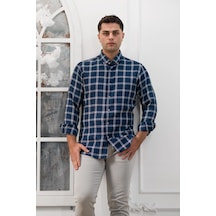 Advante Slimfit Ekoseli Yaka Düğmeli Mevsimlik Kumaş Erkek Gömlek 001