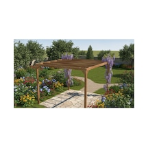 Ahşap Pergole Tente Çardak 250x250 Cm Kendin Kur Yerden Yükseklik 210 Cm Kahverengi
