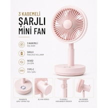 Taşınabilir Mini Fan 3 Kademeli Döner Başlıklı Aşağı Yukarı 15 Kademeli Ayarlanabilir Yükseklik Açı Ayar Düğmeli Mini Fan El Fanı Masaüstü Fan Ev Ofis Vantilatör Pervane 100 Gr