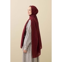 Imannoor İman I Kafes Bordo Tencel Pamuk İpek Şal 70x200 Bordo