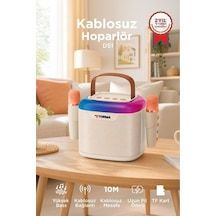 Bluetooth Hoparlör Çift Mikrofonlu Kablosuz Parti Speaker D51 Beyaz