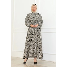 Viskon Elbise Bağlamalı - Siyah/krem Siyah/krem Siyah - Krem