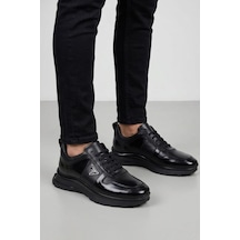 Saılors 25k-168 Erkek Hakiki Deri Sneakers Spor Ayakkabı Siyah
