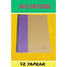 18x25 Cm Çizgisiz 72 Yaprak Telli Karton Kapak Defter 60 Gr Beyaz Sayfa Mor