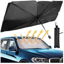 Araba Güneş Gölge Koruyucu Şemsiye Oto Ön Cam Güneşlik 145cm 79cm -siyah,gri