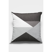 Gri Geometrik Desen Çift Taraf Yastık Kırlent Kılıfı Krl347n11