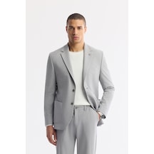 Avva Erkek Gri Mono Yaka Viskon Karışımlı Hafif Bi-stretch Blazer Comfort Slim Fit Ceket A51y4001