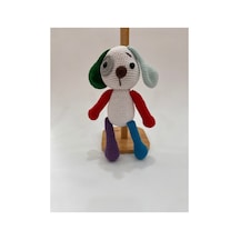 El Yapımı Amigurumi Köpek Oyuncak Renkli Kulak Örgü Bebek & Çocuk Hediyesi 21cm Nane Kulak Kırmızı