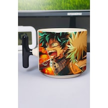 My Hero Academia Anime Baskılı Seramik Lüks Kupa 1 Adet T Şeklinde Özel Siyah Kulp Dalga Kulp V1t Çok Renkli