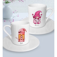 Bk Gift Kişiye Özel Sevgililer Temalı 2 Li Türk Kahvesi Fincanı, Sevgililer Günü Hediyesi, Sevgiliye Hediye, Ev Hediyesi-4 Beyaz