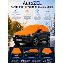 Renault Symbol Uyumlu Yazlık Pratik Yarım Araba Brandası Uv Korumalı Nefes Alan Kumaş Turuncu