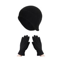 Axe Sportswear Kadın Kışlık Termal Polar Eldiven - Polar Kulaklıklı Bere 2'li Set Siyah